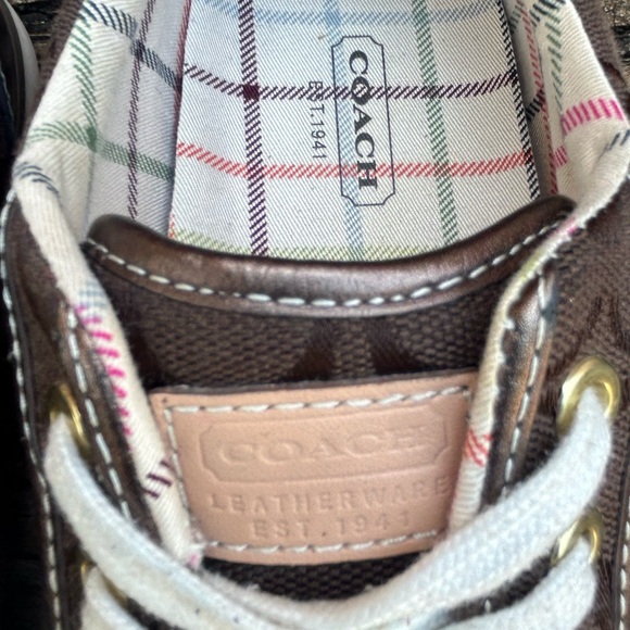 Coach Barrett Logo Brown/White Canvas Casual Fashion Sneakers Size 8.5 - Picture 7 of 13